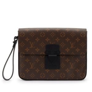 Virgil Abloh Brown Monogram Macassar Coated Canvas A4 S Lock Pouch Black Hardware, 2021-2022