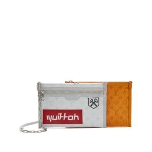 Virgil Abloh Orange and White Monogram Denim and Coated Canvas Double Flat Messenger 2Way Silver Hardware, 2019