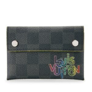 Virgil Abloh Rainbow Damier Graphite Coated Canvas Alpha PM Card Case Silver Hardware, 2019