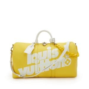 Virgil Abloh Yellow Leather Everyday LV Keepall Bandoulière 50 Silver Hardware, 2021