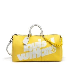 Virgil Abloh Yellow Leather Everyday LV Keepall Bandoulière 50 Silver Hardware, 2021
