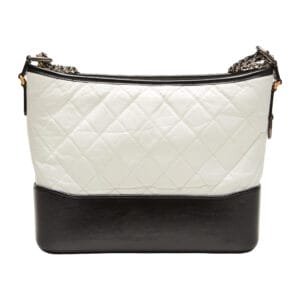 White and Black Quilted Aged Calfskin Medium Gabrielle Hobo Ruthenium, Gold, and Silver Hardware, 2017-2018
