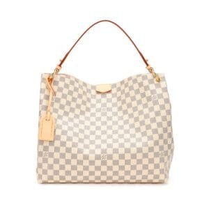 White and Blue Damier Azur Coated Canvas Graceful MM Gold Hardware, 2021-2022