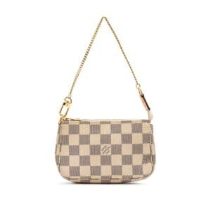 White and Blue Damier Azur Coated Canvas Mini Pochette Accessoires Gold Hardware, 2015