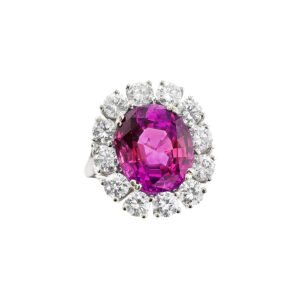 White Gold, 10.46ct Ceylon Pink Sapphire and Diamond Ring