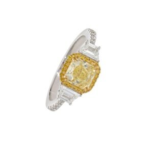 White Gold, 1.41ct Fancy Intense Yellow Diamond and Diamond Engagement Ring