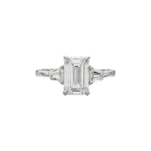 White Gold, 2.01ct Emerald Cut Diamond and Diamond Engagement Ring