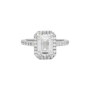 White Gold, 2.06ct Emerald Cut Diamond and Diamond Engagement Ring