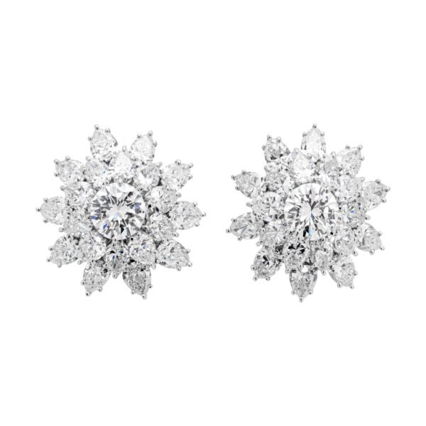 White Gold, 2.63ctw Round Brilliant Cut Diamond and Diamond Earclips