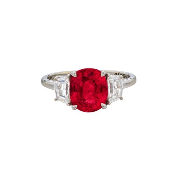 White Gold, 2.84ct Burmese Spinel and Diamond Ring