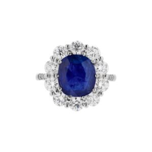 White Gold, 3.76ct Burmese Sapphire and Diamond Ring