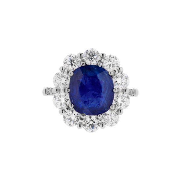 White Gold, 3.76ct Burmese Sapphire and Diamond Ring