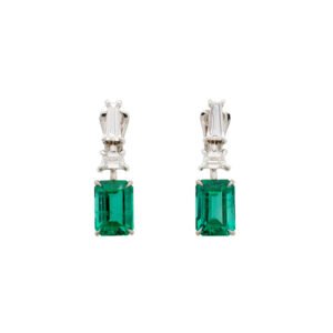 White Gold, 3.99ctw Zambian Emerald and Diamond Drop Earrings