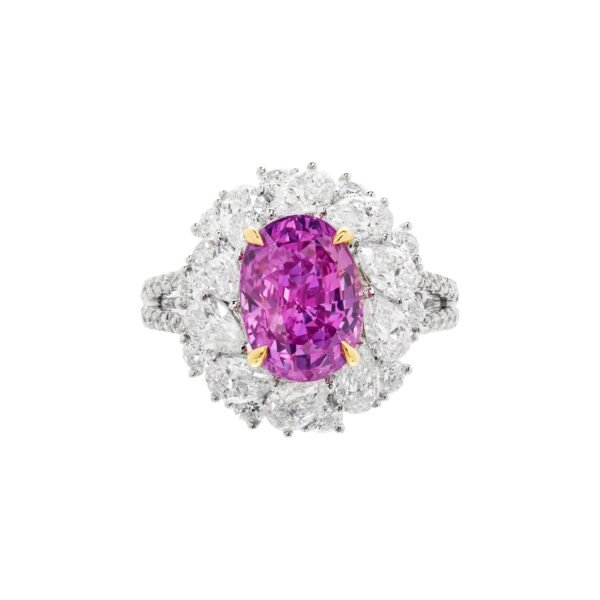 White Gold, 4.05ct Ceylon Pink Sapphire and Diamond Ring