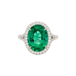 White Gold, 4.48ct Zambian Emerald and Diamond Ring