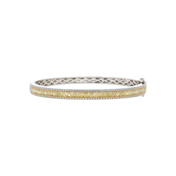 White Gold, 4.65ctw Yellow Diamond and Diamond Bangle Bracelet