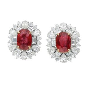 White Gold, 5.02ctw Burmese Ruby and Diamond Earrings