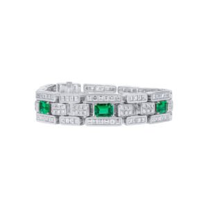 White Gold, 5.03ctw Colombian Emerald and Diamond Bracelet