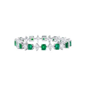 White Gold, 7.96ctw Colombian Emerald and Diamond Bracelet