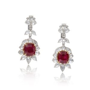 White Gold, 9.00ct Burmese Ruby and Diamond Drop Earrings