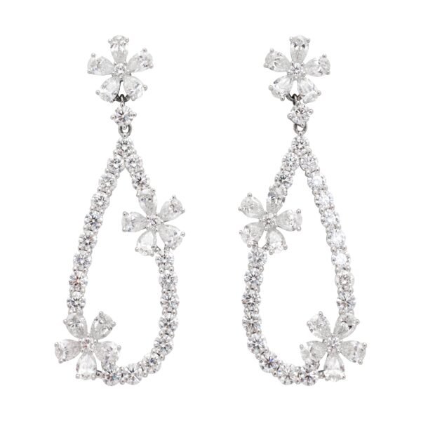 White Gold and 10.55ctw Diamond Drop Earrings