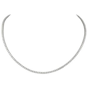 White Gold and 12.30ctw Round Brilliant Cut Diamond Tennis Necklace