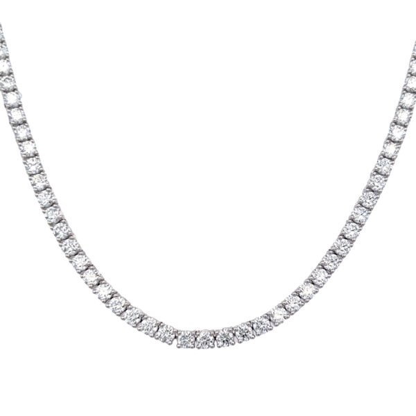 White Gold and 12.65ctw Round Brilliant Cut Diamond Tennis Necklace