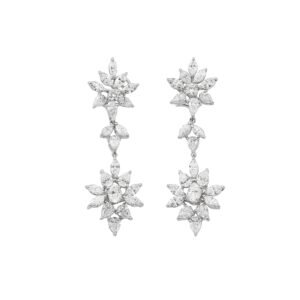 White Gold and 13.00ctw Diamond Convertible Cluster Earrings