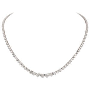 White Gold and 13.10ctw Round Brilliant Cut Diamond Rivière Tennis Necklace