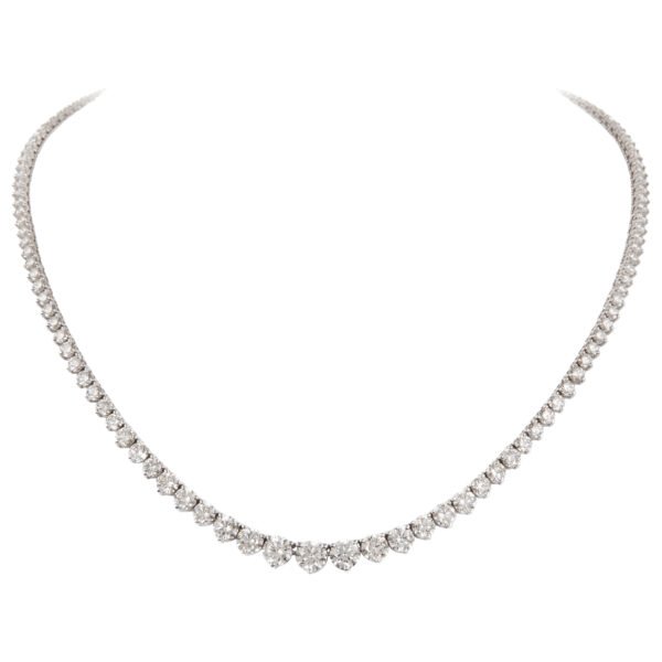 White Gold and 13.10ctw Round Brilliant Cut Diamond Rivière Tennis Necklace