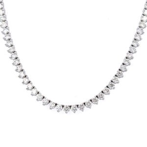 White Gold and 13.50ctw Round Brilliant Cut Diamond Tennis Necklace