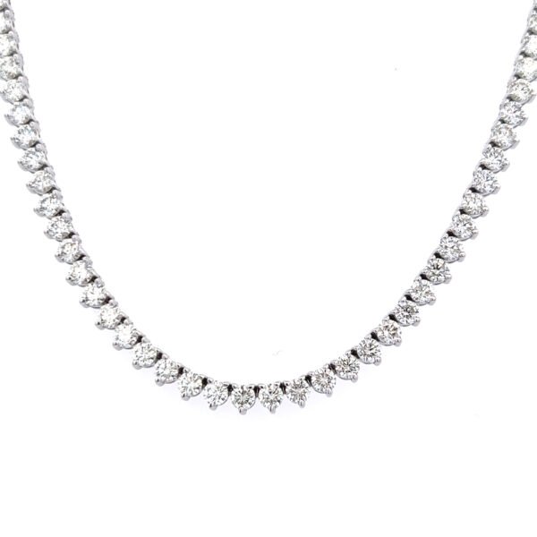 White Gold and 13.50ctw Round Brilliant Cut Diamond Tennis Necklace