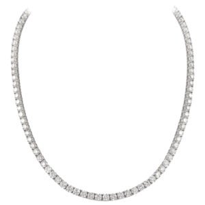 White Gold and 14.60ctw Round Brilliant Cut Tennis Necklace