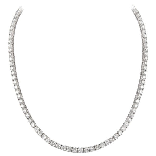 White Gold and 14.60ctw Round Brilliant Cut Tennis Necklace