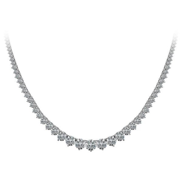 White Gold and 20.65ctw Round Brilliant Cut Diamond Rivière Tennis Necklace