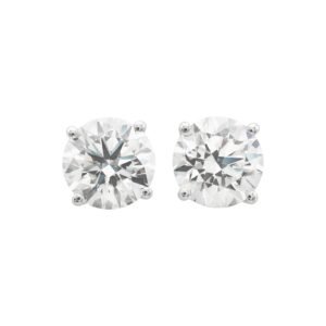 White Gold and 2.15ctw Round Brilliant Cut Diamond Stud Earrings