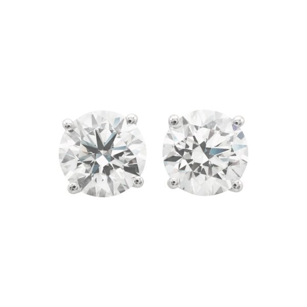 White Gold and 2.15ctw Round Brilliant Cut Diamond Stud Earrings