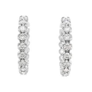 White Gold and 2.15ctw Round Brilliant Cut Hoop Earrings