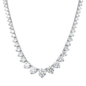 White Gold and 22.25ctw Round Brilliant Cut Diamond Rivière Tennis Necklace