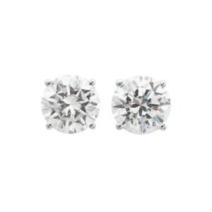 White Gold and 2.47ctw Round Brilliant Cut Diamond Stud Earrings
