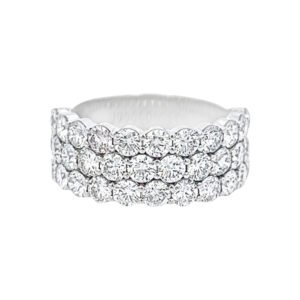 White Gold and 2.75ctw Round Brilliant Cut Diamond Three Row Ring