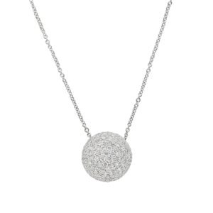 White Gold and 2.95ctw Diamond Dome Pendant Necklace