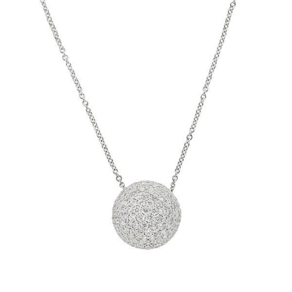 White Gold and 2.95ctw Diamond Dome Pendant Necklace