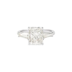 White Gold and 3.02ct Radiant Cut Diamond Three Stone Engagement Ring