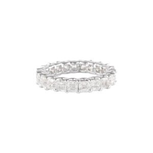 White Gold and 3.25ctw Asscher Cut Diamond Eternity Band Ring