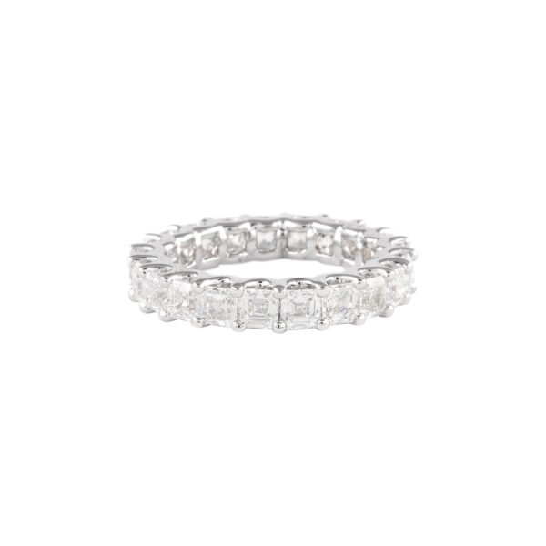 White Gold and 3.25ctw Asscher Cut Diamond Eternity Band Ring