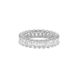 White Gold and 3.65ctw Emerald Cut Diamond Eternity Band Ring