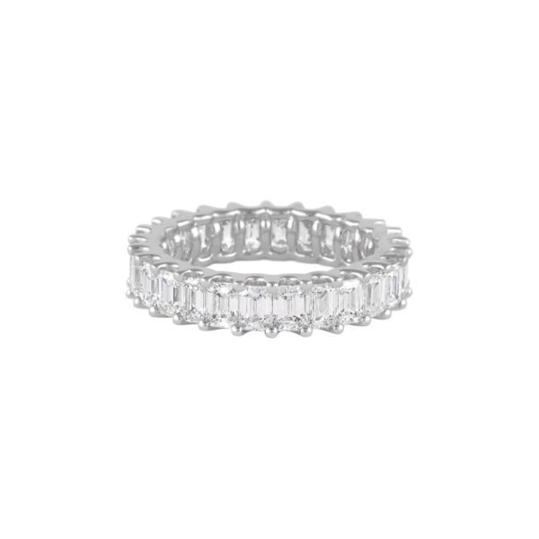 White Gold and 3.65ctw Emerald Cut Diamond Eternity Band Ring