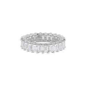 White Gold and 3.75ctw Emerald Cut Diamond Eternity Band Ring