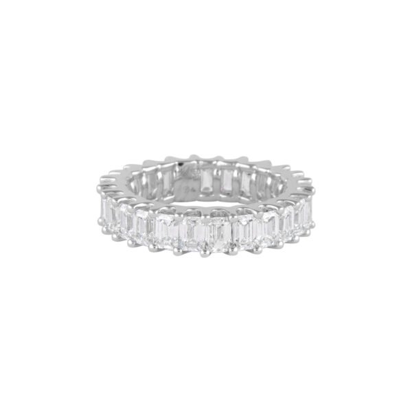 White Gold and 3.75ctw Emerald Cut Diamond Eternity Band Ring